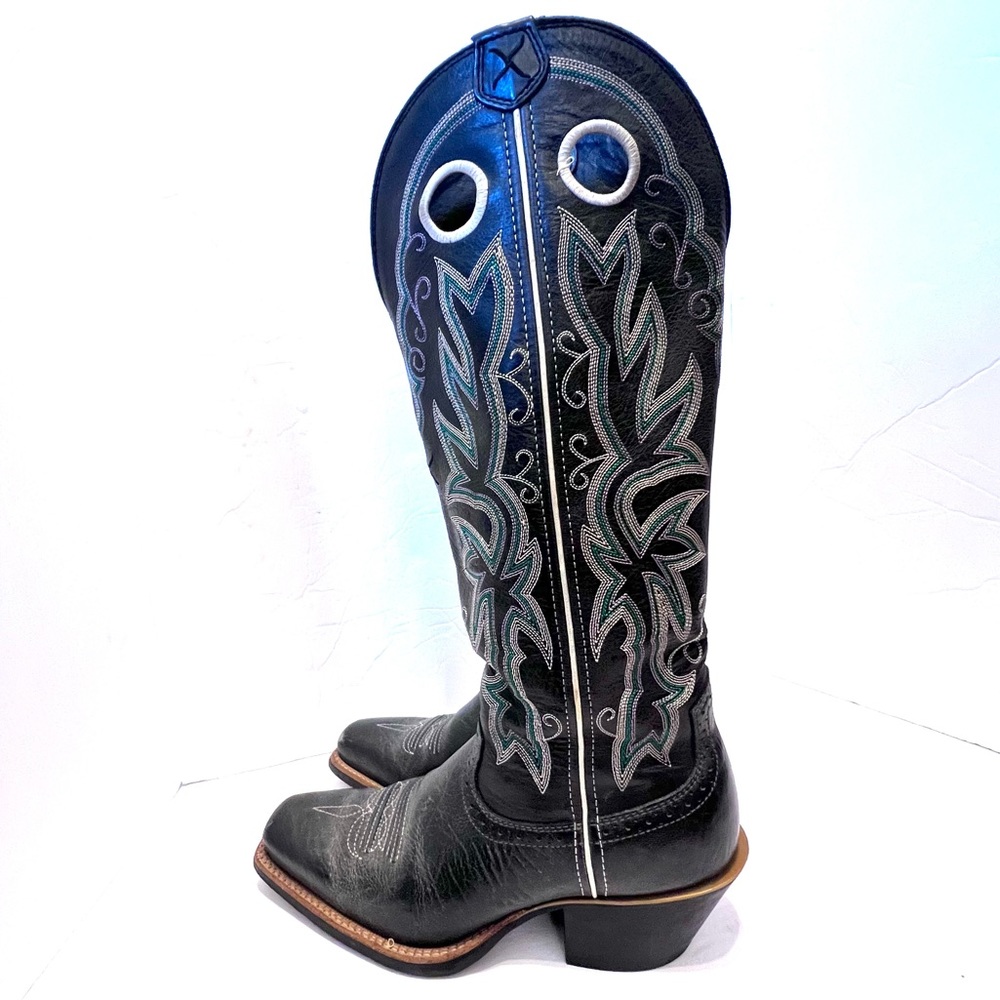 Twisted X Tall Cowboy Boots Genuine Black Leather Black Buckaroo Western Size8.5